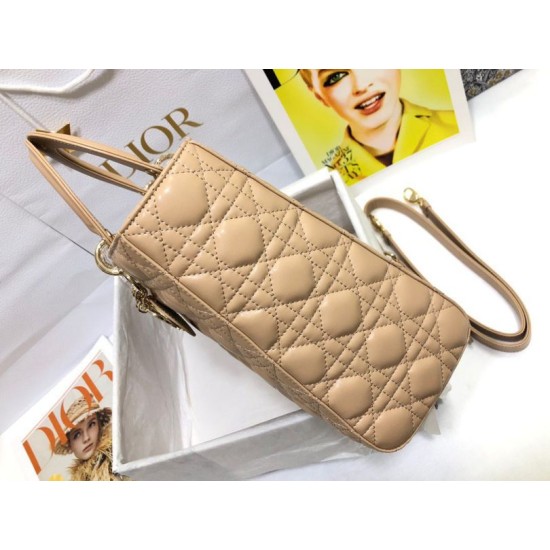 Replica Borsa grande Dior Lady Dior agnello trapuntata cannage cammello Imitazioni perfette Outlet