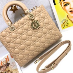Replica Borsa grande Dior Lady Dior agnello trapuntata cannage cammello Imitazioni perfette Outlet