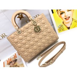Replica Borsa grande Dior Lady Dior agnello trapuntata cannage cammello Imitazioni perfette Outlet