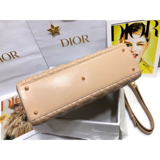Replica Borsa grande Dior Lady Dior agnello trapuntata cannage cammello Imitazioni perfette Outlet