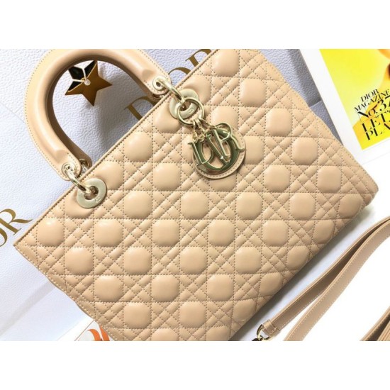 Replica Borsa grande Dior Lady Dior agnello trapuntata cannage cammello Imitazioni perfette Outlet