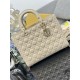Replica Borsa grande Dior Lady Dior agnello trapuntata cannage beige Imitazioni perfette Outlet