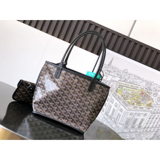 Replica Borsa tote Goyard Anjou Saint Louis Mini tela goyardine/pelle di vitello nera Imitazione Outlet Clone Premio Replica Borsa tote Goyard Anjou Saint Louis Mini tela goyardine/pelle di vitello nera False Online