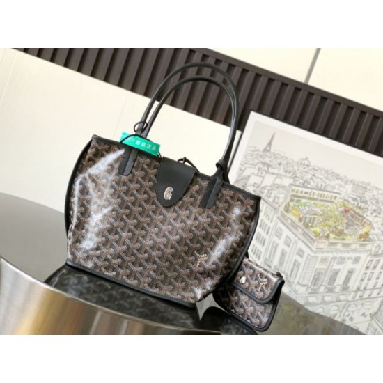 Replica Borsa tote Goyard Anjou Saint Louis Mini tela goyardine/pelle di vitello nera Imitazione Outlet Clone Premio Replica Borsa tote Goyard Anjou Saint Louis Mini tela goyardine/pelle di vitello nera False Online