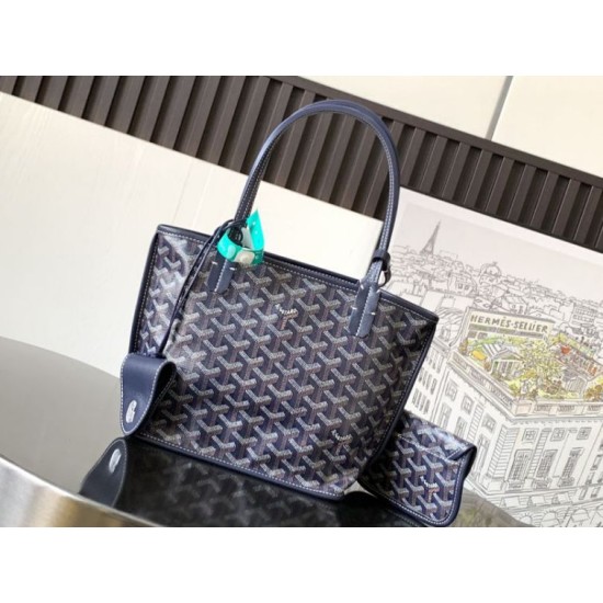 Replica Borsa tote Goyard Anjou Saint Louis Mini tela goyardine/pelle di vitello blu navy Imitazione Outlet Clone Premio Replica Borsa tote Goyard Anjou Saint Louis Mini tela goyardine/pelle di vitello blu navy False Online