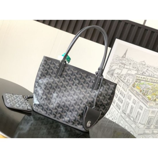 Replica Borsa tote Goyard Anjou Saint Louis Mini tela goyardine/pelle di vitello grigia Imitazione Outlet Clone Premio Replica Borsa tote Goyard Anjou Saint Louis Mini tela goyardine/pelle di vitello grigia False Online