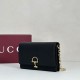 Premio Repliche Portafoglio Gucci Half Horsebit con catena 855654 Nero Imitazione Outlet Online