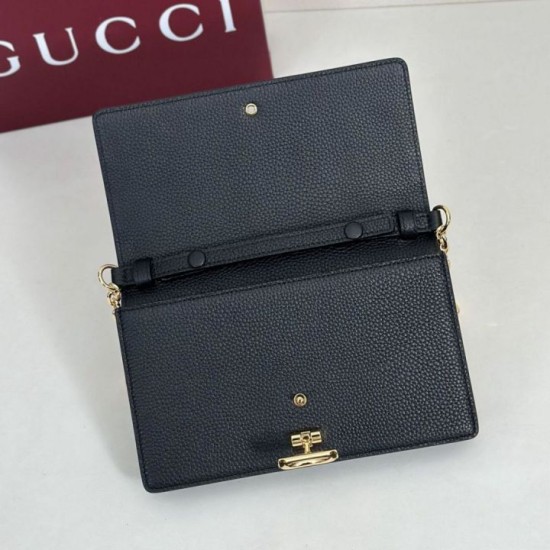 Premio Repliche Portafoglio Gucci Half Horsebit con catena 855654 Nero Imitazione Outlet Online