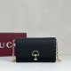 Premio Repliche Portafoglio Gucci Half Horsebit con catena 855654 Nero Imitazione Outlet Online