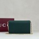 Premio Repliche Portafoglio Gucci Half Horsebit con catena 855654 Verde Imitazione Outlet Online