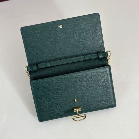 Premio Repliche Portafoglio Gucci Half Horsebit con catena 855654 Verde Imitazione Outlet Online