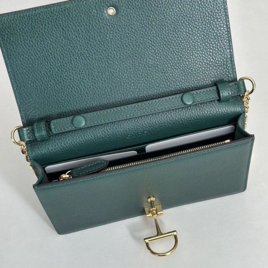 Premio Repliche Portafoglio Gucci Half Horsebit con catena 855654 Verde Imitazione Outlet Online