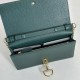 Premio Repliche Portafoglio Gucci Half Horsebit con catena 855654 Verde Imitazione Outlet Online
