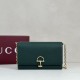 Premio Repliche Portafoglio Gucci Half Horsebit con catena 855654 Verde Imitazione Outlet Online