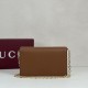 Premio Repliche Portafoglio Gucci Half Horsebit con catena 855654 Marrone Imitazione Outlet Online