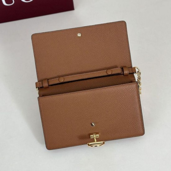 Premio Repliche Portafoglio Gucci Half Horsebit con catena 855654 Marrone Imitazione Outlet Online