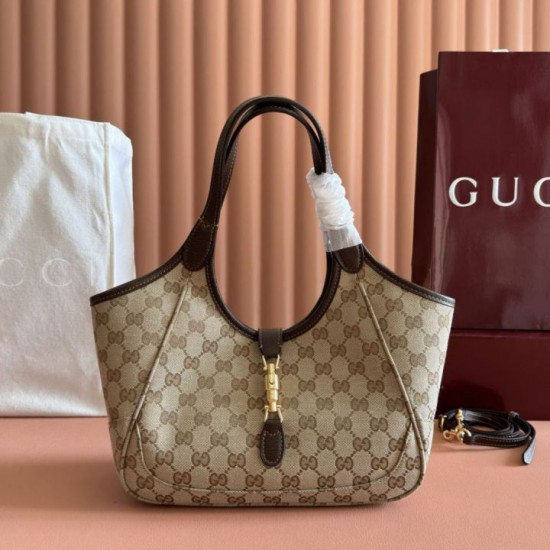 Premio Repliche Borsa tote piccola Gucci Mercato 866646 tela GG marrone Imitazione Outlet Online