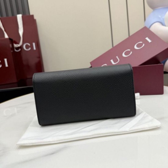 Premio Repliche Portafoglio continentale Gucci Half Horsebit 848791 Nero Imitazione Outlet Online