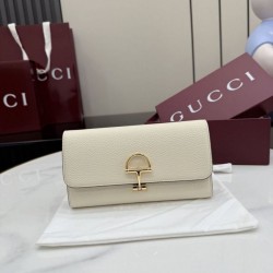 Premio Repliche Portafoglio continentale Gucci Half Horsebit 848791 Bianco Imitazione Outlet Online