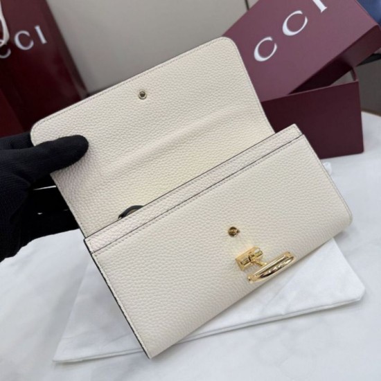Premio Repliche Portafoglio continentale Gucci Half Horsebit 848791 Bianco Imitazione Outlet Online
