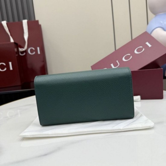 Premio Repliche Portafoglio continentale Gucci Half Horsebit 848791 Verde Imitazione Outlet Online