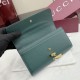 Premio Repliche Portafoglio continentale Gucci Half Horsebit 848791 Verde Imitazione Outlet Online