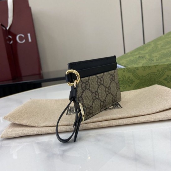 Premio Repliche Porta carte Gucci GG Emblem con cinturino 819121 Nero Imitazione Outlet Online