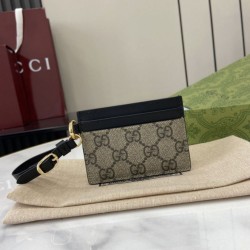 Premio Repliche Porta carte Gucci GG Emblem con cinturino 819121 Nero Imitazione Outlet Online