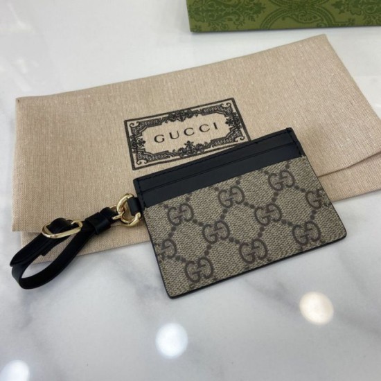 Premio Repliche Porta carte Gucci GG Emblem con cinturino 819121 Nero Imitazione Outlet Online