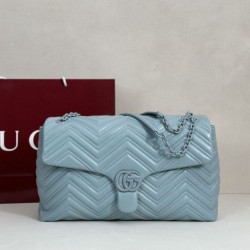 Premio Repliche Borsa a tracolla grande Gucci GG Marmont 850659 Blu Imitazione Outlet Online