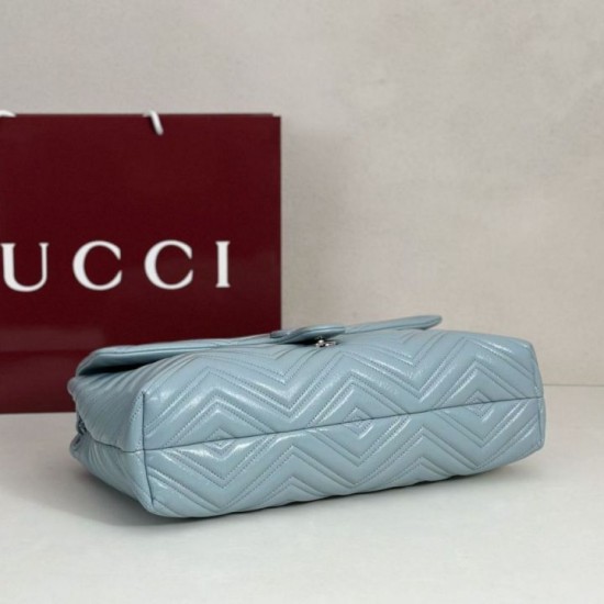 Premio Repliche Borsa a tracolla grande Gucci GG Marmont 850659 Blu Imitazione Outlet Online