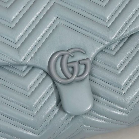 Premio Repliche Borsa a tracolla grande Gucci GG Marmont 850659 Blu Imitazione Outlet Online