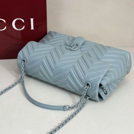 Premio Repliche Borsa a tracolla grande Gucci GG Marmont 850659 Blu Imitazione Outlet Online