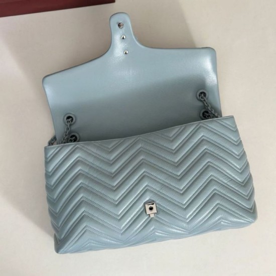 Premio Repliche Borsa a tracolla grande Gucci GG Marmont 850659 Blu Imitazione Outlet Online