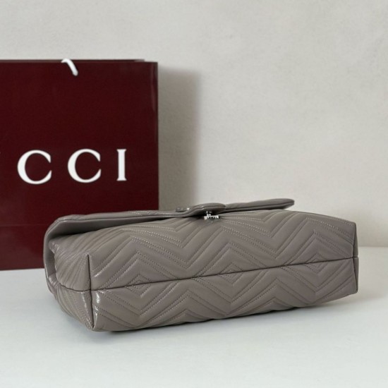 Premio Repliche Borsa a tracolla grande Gucci GG Marmont 850659 Grigio Imitazione Outlet Online