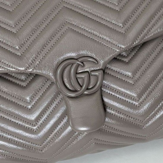 Premio Repliche Borsa a tracolla grande Gucci GG Marmont 850659 Grigio Imitazione Outlet Online