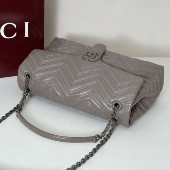 Premio Repliche Borsa a tracolla grande Gucci GG Marmont 850659 Grigio Imitazione Outlet Online
