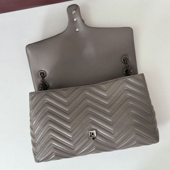 Premio Repliche Borsa a tracolla grande Gucci GG Marmont 850659 Grigio Imitazione Outlet Online