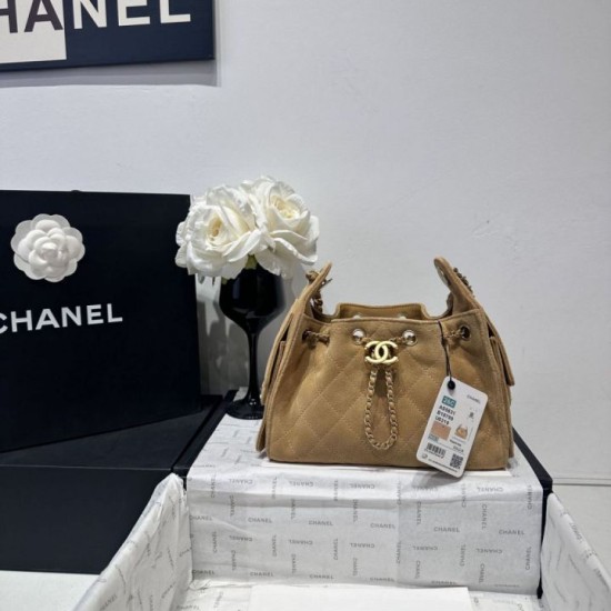 Premio Repliche Borsa a mano Chanel 25 Mini trapuntata AS5631 scamosciata marrone Imitazione Outlet Online