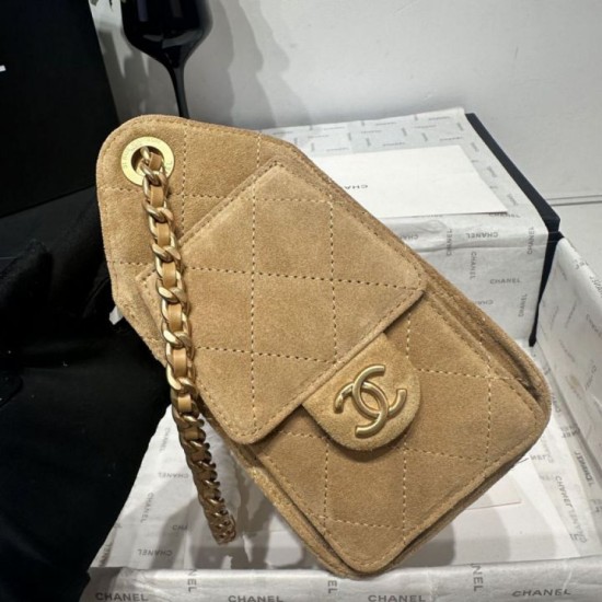 Premio Repliche Borsa a mano Chanel 25 Mini trapuntata AS5631 scamosciata marrone Imitazione Outlet Online