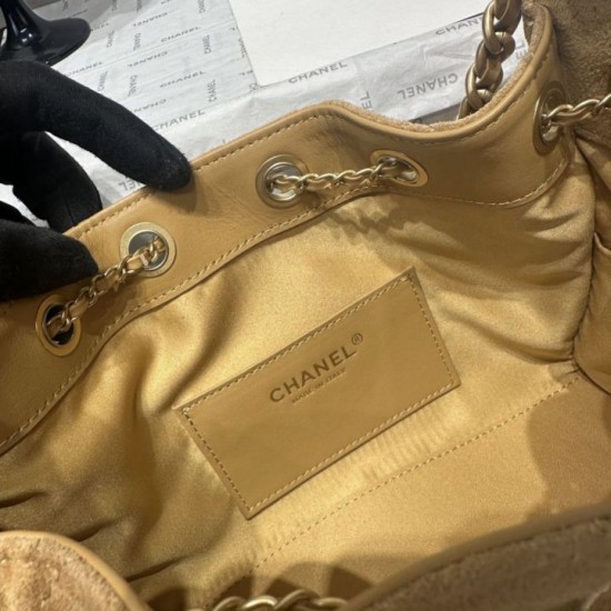 Premio Repliche Borsa a mano Chanel 25 Mini trapuntata AS5631 scamosciata marrone Imitazione Outlet Online