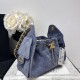 Premio Repliche Borsa a mano Chanel 25 Mini trapuntata AS5631 scamosciata Blu Imitazione Outlet Online