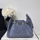 Premio Repliche Borsa a mano Chanel 25 Mini trapuntata AS5631 scamosciata Blu Imitazione Outlet Online