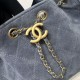 Premio Repliche Borsa a mano Chanel 25 Mini trapuntata AS5631 scamosciata Blu Imitazione Outlet Online