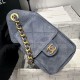 Premio Repliche Borsa a mano Chanel 25 Mini trapuntata AS5631 scamosciata Blu Imitazione Outlet Online