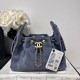 Premio Repliche Borsa a mano Chanel 25 Mini trapuntata AS5631 scamosciata Blu Imitazione Outlet Online