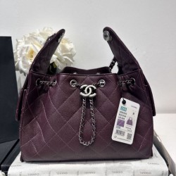 Premio Repliche Borsa Chanel 25S Hobo AS5293 pelle di vitello grana viola Imitazione Outlet Online