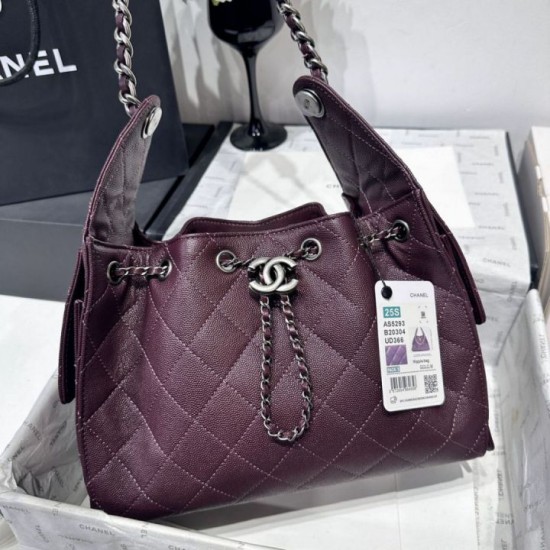 Premio Repliche Borsa Chanel 25S Hobo AS5293 pelle di vitello grana viola Imitazione Outlet Online