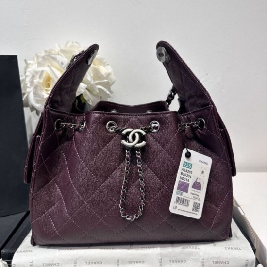 Premio Repliche Borsa Chanel 25S Hobo AS5293 pelle di vitello grana viola Imitazione Outlet Online