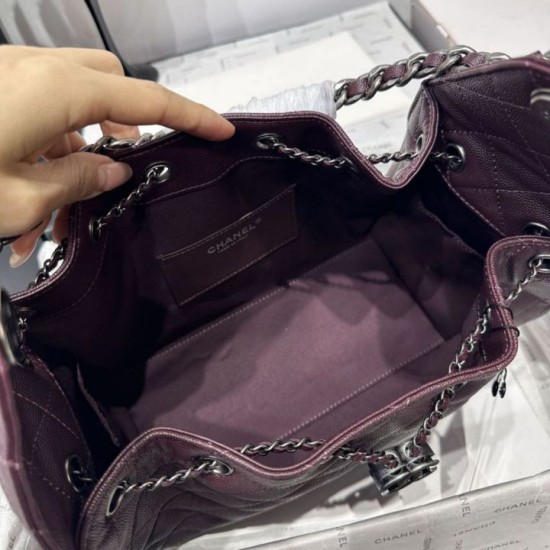Premio Repliche Borsa Chanel 25S Hobo AS5293 pelle di vitello grana viola Imitazione Outlet Online